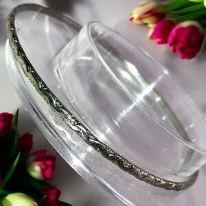 Thin Silver-Tone Raised Textured Pattern 2.75" Bangle!